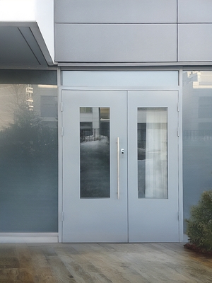 Двупольная остекленная дверь в подъезд